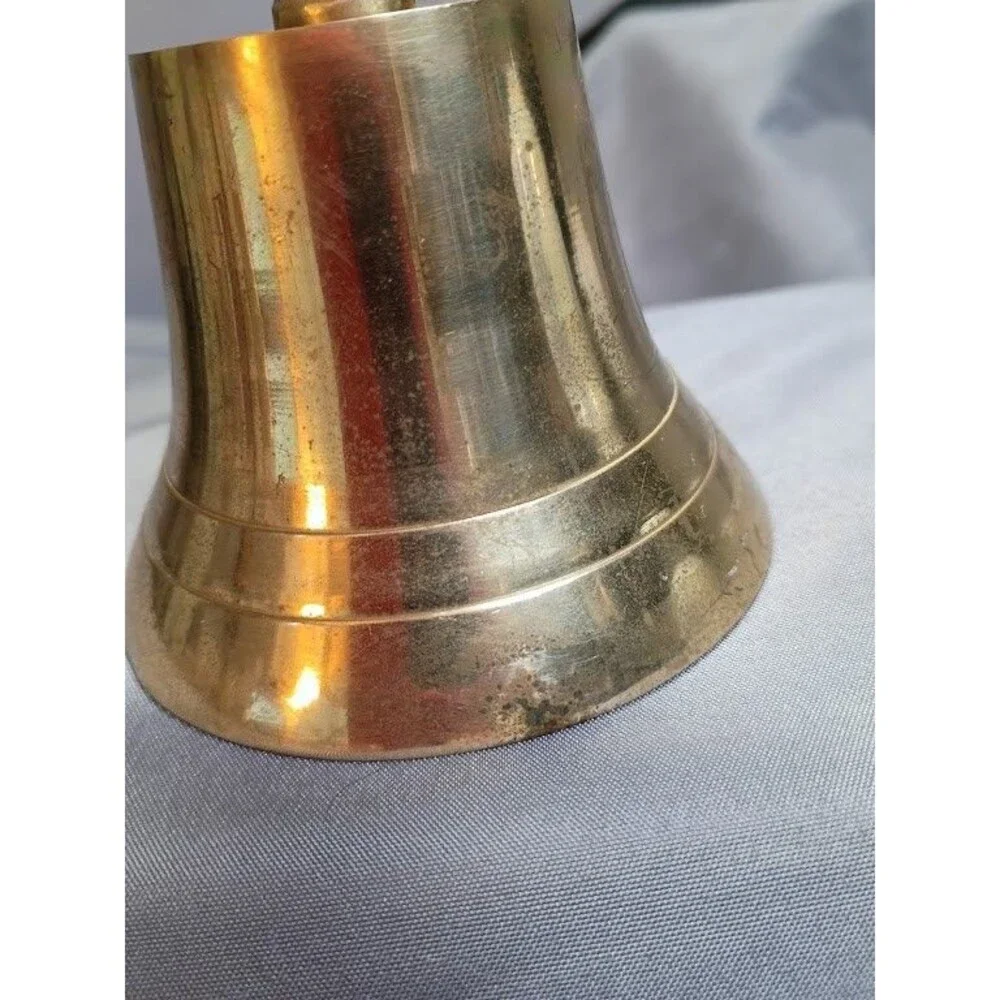 Vintage Brass Hand Bell Nautical Ship Anchor Ropes Shelf Table Maritime